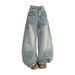 Women's Clothing Women's High-Waisted Curved Jeans Retro American Style Loose Fit Slimming Wide Leg Pants For Spring And Autumn High Street Design_ecoleips.com