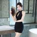 European And American Cross-Border Women's Summer New Fashion Sexy Hollow Out Slim Halter Neck Outerwear Bodycon Dress_ecoleips.com