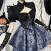 CF24328 Women's Autumn Short Skirt Sexy Slim Fit Two Tone Jacquard Suspender Dress Dark Style Halloween New Arrival_ecoleips.com