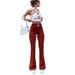Aria Basics European And American Style Foreign Trade Women's Clothing 2025 Summer High-waisted Elastic Lace-up Hollow-out Solid_ecoleips.com