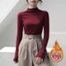 The Maillard Style Autumn And Winter Innerwear Warm German Velvet Semi-High-Neck Long-Sleeved T-Shirt Women's Base Layer_ecoleips.com