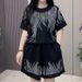 Plus Size Sequined Two Piece Set Women's Casual Chic Slimming Fit Summer Fashion Curvy_ecoleips.com