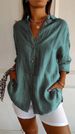 Women's Loose Button down Shirt Spring Summer New Style Solid Color Collared Top Popular Roll up Sleeves_ecoleips.com