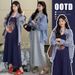 Autumn New Korean Style Printed Tank + Plaid Shirt Two-Piece Set Maternity Dress_ecoleips.com