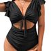 Aria Basics European And American Bikini New Sexy Set One-Piece Solid Color Cross-Border Multi-Color Hot-Selling Plus Size_ecoleips.com