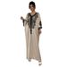 V-Neck Placement Flower Fashion Loose Printed Long Dress_ecoleips.com