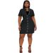 Women's Clothing Plus Size Women's Collared Short Sleeved Button Down Denim Dress For Formal & Casual For Women_ecoleips.com