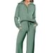 2024 Autumn Winter Fashion Casual Sports Suit Zipper Long Sleeve Sweatshirt Wide Leg Pants Two-Piece Set For Women_ecoleips.com