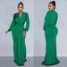 Women's Clothing fashion women's solid color sexy deep V pleated long skirt dress for women_ecoleips.com