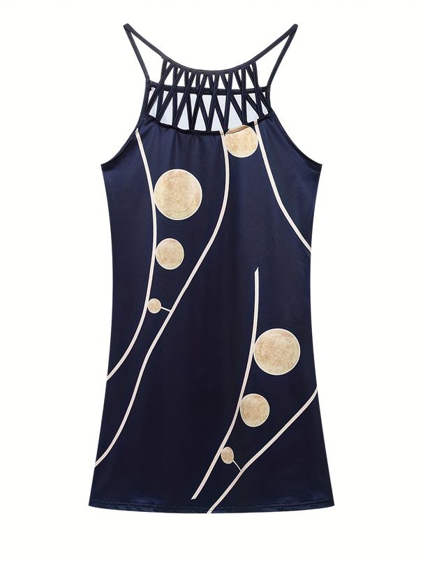 Spring Summer 2026 National Wind Positioning Print Mesh Belt Sleeveless Casual Dress New Fashionable Women's Clothing_ecoleips.com