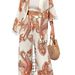 Women's Clothing Printed Holiday Suit Tassel Hem Cardigan And Wide Leg Pants Suit_ecoleips.com