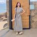 Plus-size Stylish Lace-up Waist-cinching For Women, 2026 Summer Fashion, Trendy And Slimming Casual Shirt Dress_ecoleips.com