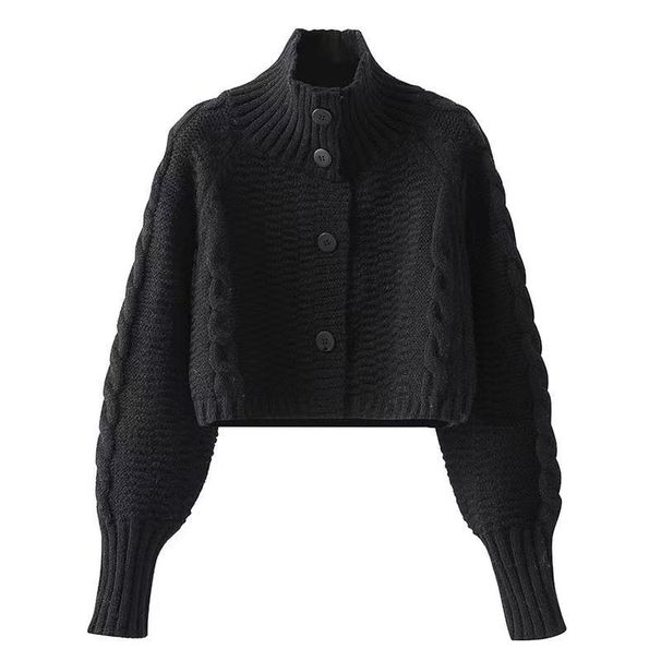 Women's Clothing new high neck sweater for women new lazy style loose slim short knitted jacket for women autumn_ecoleips.com