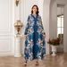 Muslim Women's Robe Elegant Printed Long Skirt Dress_ecoleips.com