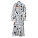 Women's Clothing Temperament Printed Single Breasted Slit Shirt Long Dress_ecoleips.com