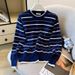 Women's Clothing Style Striped Round Neck Knit Sweater For Women Autumn Long Sleeve For Formal & Casual For Women_ecoleips.com