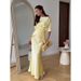 Elegant Off-Shoulder Midi Dress Set – Sexy Ruffle Hem & Wrap Waist Two-Piece Outfit (S-XXL, Butter Yellow)_ecoleips.com