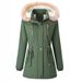 Women's Winter Parka Coat With Faux Fur Hood, Fleece Lined, Drawstring Waist, Warm Padded Jacket For Cold Weather_ecoleips.com