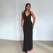 Elegant V-Neck Satin Dress for Women Tie Back Backless Long High-End European And American Style Cross Border Fashion 2025 New Arrival_ecoleips.com