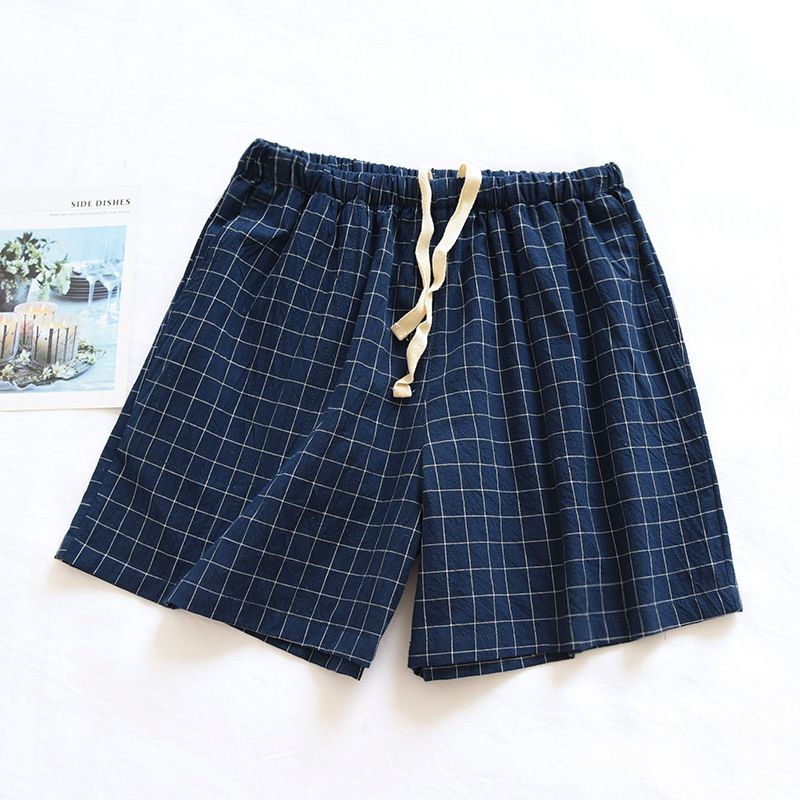 Women's Printed Cotton Sleep Shorts Summer Thin Couple Style Casual Loose Home Lounge Shorts_ecoleips.com