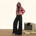 New Autumn And Winter Red Buttonhole Low-waist Loose A-line Washed Original Color Trendy Women's Denim Wide-leg Pants_ecoleips.com