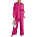 2025 New Fashion Casual Style Pleated Pants Long Sleeve Turn-Down Collar Elegant Women's Suit_ecoleips.com