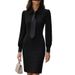 Autumn Fashion: Solid Color Waist-Cutting Collar Long-Sleeve Dress For Women Wholesale_ecoleips.com