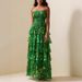 New Arrival French Style Strapless Long Dress Ruffled Hem High End Chiffon Midi Dress For Women_ecoleips.com