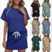 Women's 2 Piece Side Stripe Drawstring Short Sleeve Crew Neck Sweatshirt And Skirt Set – Casual Sporty Outfit_ecoleips.com