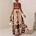 European American Women's Summer Printed Bohemian Dress Sleeveless Long New Style_ecoleips.com