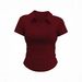 cross-border Korean-style Lapel Polo Shirt, Solid Color, Slim Fit, Short Style, Knight Embroidery, Simple And_ecoleips.com