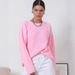 Oversized Knit Sweater – Women’s Relaxed Fit Round Neck Pullover For Autumn & Winter (Paris Apricot/Pink/Dark Gray, One Size, Minimalist Elegance)_ecoleips.com