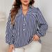 "Stylish Polo Collar Shirt -Inspired Women’s Top For Work & Casual (Dark Blue, XL-4XL)"_ecoleips.com