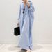 Effortless Elegance Stripe Cardigan Dress – Oversized Cotton Blend Wrap Dress With Asymmetrical Hem & Long Sleeves (Gray/Black/Sky Blue/Red/Pink)_ecoleips.com