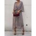 Women's Solid Color Belted Batwing Sleeve Asymmetrical Hem Maxi Dress – Casual Boho Summer Gown 2026_ecoleips.com