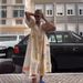 Fashionable Printed V-Neck Short Sleeve Dress Women's Loose Fit Spring Summer 2024 New Arrival GY25086 Cute Dress_ecoleips.com