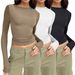 Women's Casual Long Sleeved Spring And Autumn Solid Color Slim Fit Pullover T-shirt Women's Street Wear Bottom Top Three_ecoleips.com