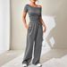 WG181 European And American Cross-border New Product Fashion Casual Two-piece Short-sleeve Sports Loose Wide-leg_ecoleips.com