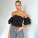 Women's Slim Fit Pleated Raglan Sleeve Strapless Top Solid Color New Style Summer 2025 European American Cross Border Fashion_ecoleips.com
