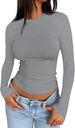 Women's Slim Fit Long Sleeve Top Round Neck Versatile Solid Color American Style For Autumn Casual Wear_ecoleips.com