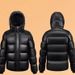 "Black & Gold Goose Down Puffer Jacket For Women - Detachable Hood Winter Coat With Luxury Quilting, Thickened Insulation & Oversized Fit (S-XXL)"_ecoleips.com