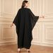 Loose Long Batwing Sleeve Tassel Embroidered Chiffon Dress Women's Muslim Fashion Robe_ecoleips.com