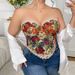 Retro French Herringbone Plus Size Bra Sexy Cross Vest Floral Bandeau Top For Women's Clothing_ecoleips.com