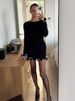 TARUXY Spring New Knitted Mini Dress For Women Fungus Contrast Color Slim Sweater Dress Elegant Female Party Clothes Long Sleeve_ecoleips.com