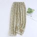 Woman Cotton Double Cloth Baby Soft Lounge Pants Lace Trim Loose Cropped Pajama Pants Breathable Spring Summer Home Wear_ecoleips.com