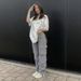 Women's Clothing Street Hip Hop Style Low Waist Fashion Trend Workwear Denim Trousers Casual Pants_ecoleips.com