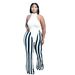 Women’s Clothing Fashion Sexy Slim Sexy Halter Striped Suit Nightclub Outfit_ecoleips.com