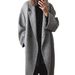 Women's Wool-Blend Trench Coat – Oversized Long Coat With Pockets, Polo Collar & Button Closure (Grey/Blue/Brown/Black)_ecoleips.com