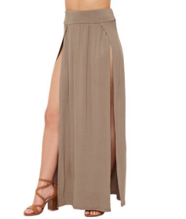 Women's Retro Style Midi Skirt Solid Color Fitted Waist Irregular Hem Beach Long Skirt Design_ecoleips.com