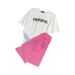 Simple Casual Sports Suit Women's Internet Celebrity Loose T Shirt Pink Mid Length Pants Summer Cool T Shirt Women_ecoleips.com